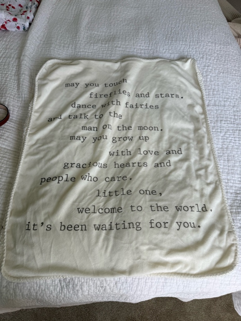Ivory Baby Blanket with Poem Print